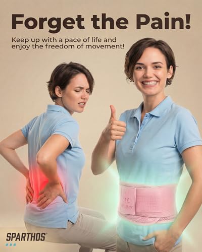 Sparthos Back Brace for Women & Men, Sciatica, Lower Back Pain - Pink-L - color: Flamingo Pink