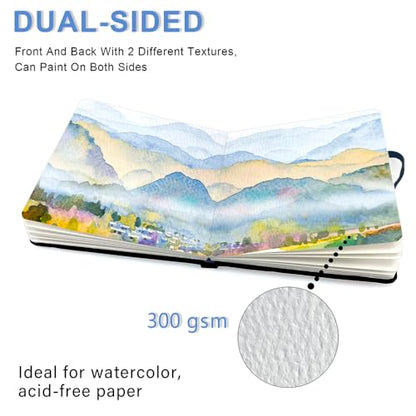 5x5 Watercolor Sketchbook,Mixed Media Pad,Travel Portable Drawing Journal | 140LB/300gsm 20Sheets/40Pages Watercolor Paper,Cold Press,Cloth Fabric Hardcover,Sewing Binding,Lay-Flat.Grey Flower - color: 300gsm-Grey Flower