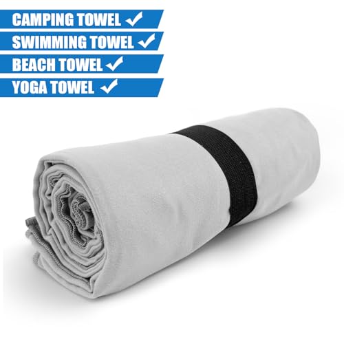 Camping Towel XL Size Microfiber Quick Dry for Men Women Hiking Beach Swimming Pool Travel Body Yoga Mat Towels(Light Grey, 1 Pack XL) - color: Light Grey, size: 1 Pack XL