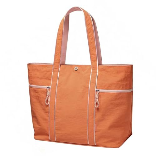 Large Tote Bag for Women Nylon Shoulder Bags for Women Lightable Shoulder Purses Gym Tote for Travel Yoga Work Dance - color: A7-orange