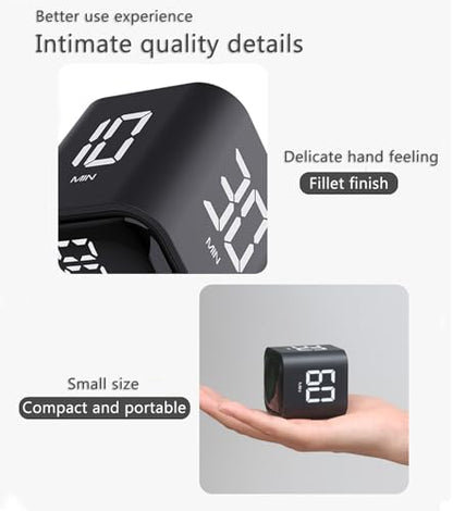 Digital Cube Pomodoro Timer Desk Rechargeable Productivity Timer 5/10/30/60min & Custom Countdown, Vibration & Adjustable Sound Alarm,for Task Work Kitchen ADHD Kids Studying (White) - color: White