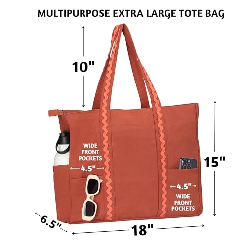 Folkulture Beach Tote Bags For Women, Beach Must Haves 2026-18x15 Inch | Waterproof,Sandproof, Large Tote Bags for Women, Swimming Pool, Beach Essentials, Simple Modern Pool Bag, Bolsos Para Mujeres - color: Royal Rust