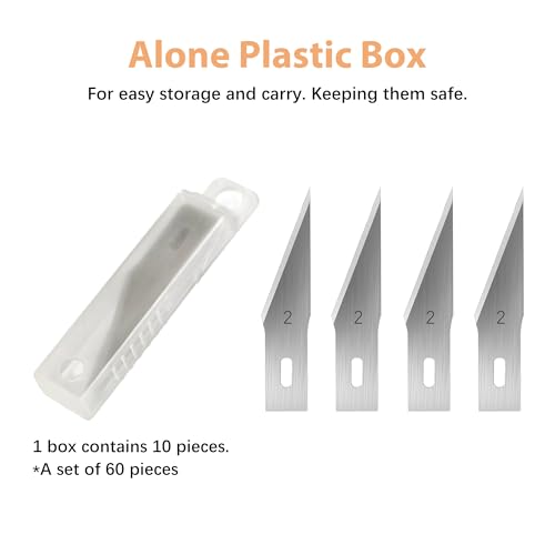 #2 Exacto Knife Blades(Pack of 60),Art Blades, Hobby Knife Blade Refills with Storage Case for Craft, Hobby, Scrapbooking, Cutting (#2) - size: #2-60pcs