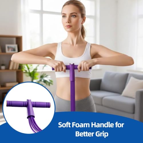 8-Tube Foot Pedal Resistance Band with Handles for Home Exercise
