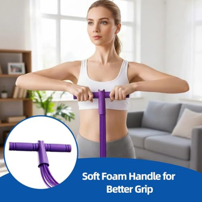 8-Tube Foot Pedal Resistance Band with Handles for Home Exercise