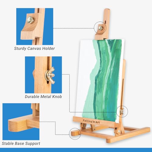 Basic H-Frame Tabletop Easel, Holding Canvas up to 12" High | Adjustable Beechwood Desktop Easel, Portable Painting Easel Stand for Beginners and Artists - style: 19'' H
