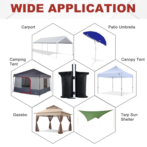 ABCCANOPY Canopy Weights 120 LBS Tent Sand Bags,4-Pack Black(No Sand) - color: Black, size: 120 LBS