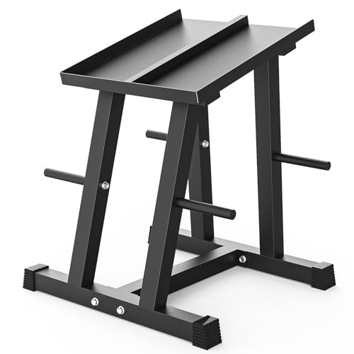 500lbs Capacity Adjustable Dumbbell Stand, Storage Rack with 1" Plate Tree