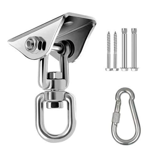 Hammock Hanging Kit, Stainless Steel Hammock Hooks Heavy Duty Hardware 360°Rotating 1300 lb Capacity Swing Ceiling Hook Snap for Hanging Chair Stand,Seat, Tree,Yoga,Gym, Porch(1, Silver) - color: Silver