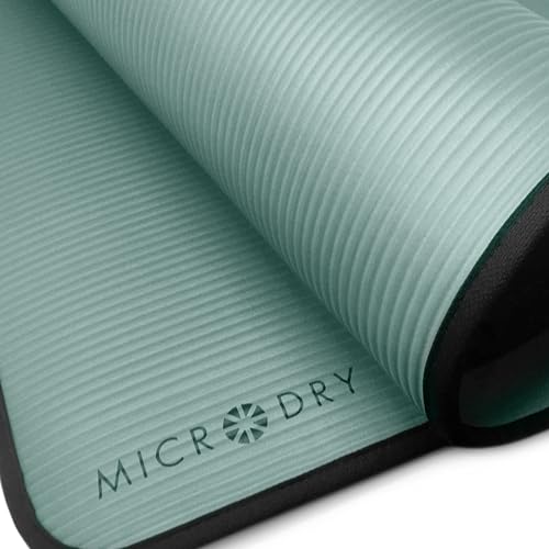 MICRODRY Multi-Purpose Fitness Mat, Cushioned & Non-Slip Foam for Yoga, Pilates, HIIT, Skid-Resistant and Tear-Resistant, 24"x72" with Carry Strap - color: Teal