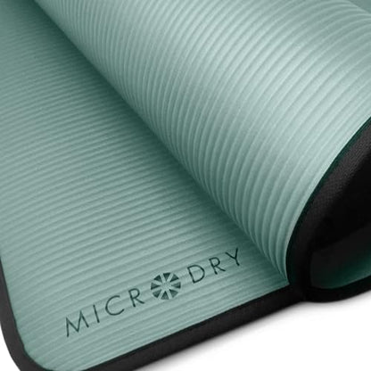 MICRODRY Multi-Purpose Fitness Mat, Cushioned & Non-Slip Foam for Yoga, Pilates, HIIT, Skid-Resistant and Tear-Resistant, 24"x72" with Carry Strap - color: Teal