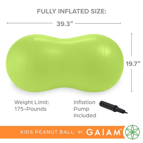 Gaiam Kids Peanut Ball Chair, Flexible Seating for Classroom | Active Bounce Seat | Wiggly Kids | Core Engagement | Ball Chair - color: Lime Green