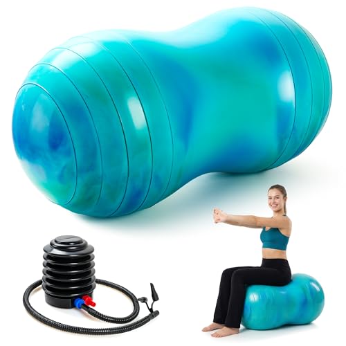 18''/20'' Peanut Ball for Kids & Adults, Anti-Burst Exercise Ball - color: Blue-green, size: 20''(50cm*100cm)