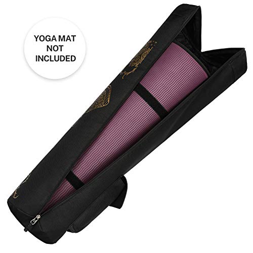 Gonex Yoga Mat Bag, Full-Zip Mat Carrier | 600D Oxford Fabric, Wet Pocket, Front Zip Pocket, Adjustable Strap, Fits Mats up to 26" - color: Black