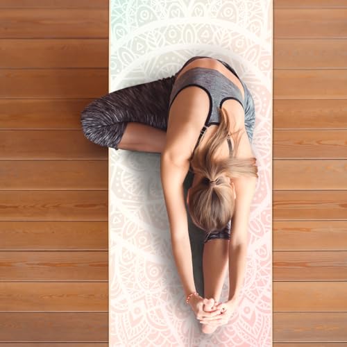 Hot Yoga Towel with Grip Dots, Non Slip, 74"x26", Pink Mandala - color: Pink Mandala, size: 74" x 26"