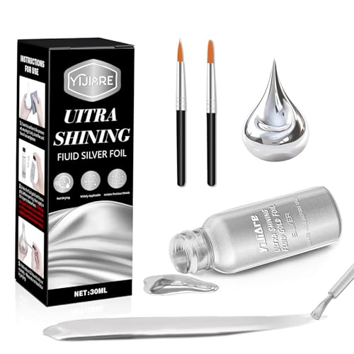 Liquid Leaf Paint - Alcohol-Based Metallic Paint, Quick-Drying for Crafts, DIY, and Resin Projects,Can be Used with Spray Guns - Silver 1 Fl Oz - color: Silver, size: 1 Fl Oz (Pack of 1)
