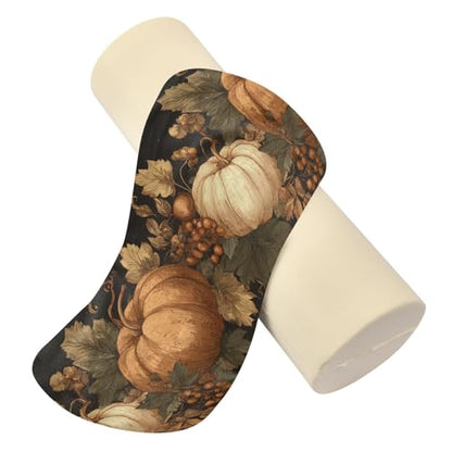 Bolster Pillow Neck Pillow Round Soft Health Memory Foam Pillows Long Cylindrical Body Pillow with Removable Cover Cute Back Yoga Brown Thanksgiving Pumpkins 17" x 5.5" - color: Brown Thanksgiving Pumpkins