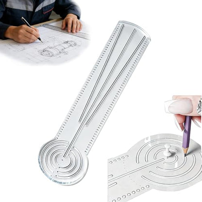 MIUPOO 3 in 1 Clear Acrylic Mandala Tool Ruler,Mandala Dot Art Circle Maker,Ruler Tool Holes,Geometric Drawing Stencil,Geometric Art Painting Ruler with Measuring Marks,1Piece.