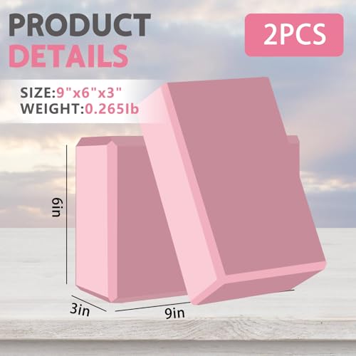 Yoga Block - Unsupported Latex Eva foam - Soft non slip surface with bevel for yoga, pilates, meditation - Yoga accessories for stability, balance and deep stretching - color: Pink-2 Pack
