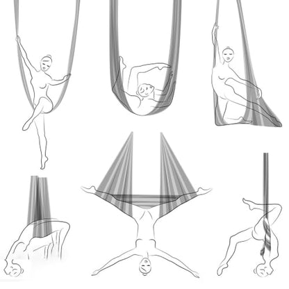 Aerial Yoga Hammock L:5M W:2.8M 5.5 Yards Aerial Pilates Silk Yoga Swing Set with 2000 Ibs Load Include Daisy Chain, Pose Guide - color: Light Purple