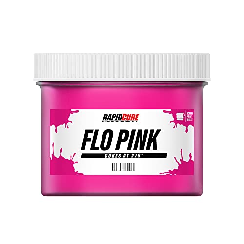 Rapid Cure Fluorescent Pink Plastisol Ink - Screen Printing Ink, 8 oz. | Cures At 270°F Vs. Standard 320°F - Bold Opaque Color, Non-Phthalate, CPSIA Safe, USA Made - Fluorescent Pink - color: Fluorescent Pink, size: 8 fl oz