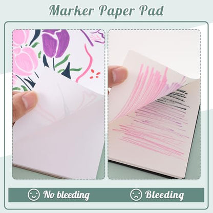 50 Sheets Marker Paper Pad, 7.6×7.6 Inch Bleedproof Art Sketch Pad, 73lb/120gsm Drawing Paper Spiral Sketch Book, Alcohol Marker Paper Painting Coloring Paper for Beginners, Artists, Ideal Gift | Acid-Free Bleed-Resistant Paper, 73lb Marker Sketchbook, Dr