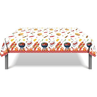 1Pc BBQ Party Plastic Tablecloth 54 x 87 Inch Long Table Cover, Hamburger BarbecueTeppanyaki Wedding Baby Shower Party Holiday Dinner Picnic or Tablecloth for Kitchen Event Use - color: Bbq