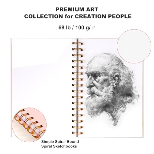 Yoment 5.5" x 8.5" Sketch Book Small Sketchbook for Drawing 100 Sheets Hardcover Spiral Sketch Pad for Kids(68lb/100gsm) Art Sketchbook Drawing Blank Paper Book for Beginner Artist with Pencil Pink | Pink,68 lb/100gsm Hardcover Sketch Pad for Kids,Art Ske