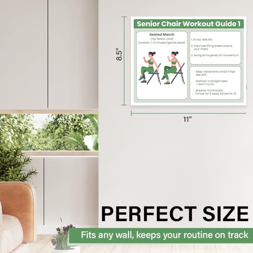 Senior Exercise Chair Workout Poster, 30-Day Stretching and Gentle Seated Exercise Chart