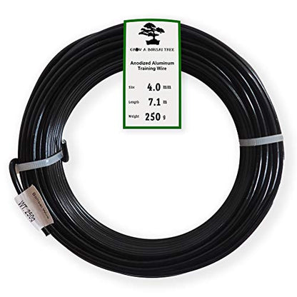 Anodized Aluminum 4.0mm Bonsai Training Wire 250g Large Roll (23 feet) - Choose Your Size and Color (4.0mm, Black) - color: Black, size: 4.0mm