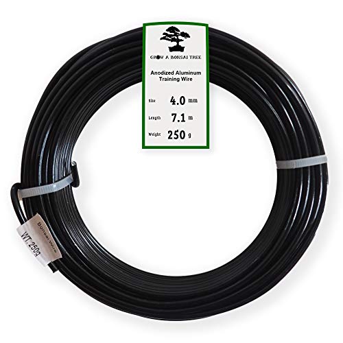 Anodized Aluminum 4.0mm Bonsai Training Wire 250g Large Roll (23 feet) - Choose Your Size and Color (4.0mm, Black) - color: Black, size: 4.0mm
