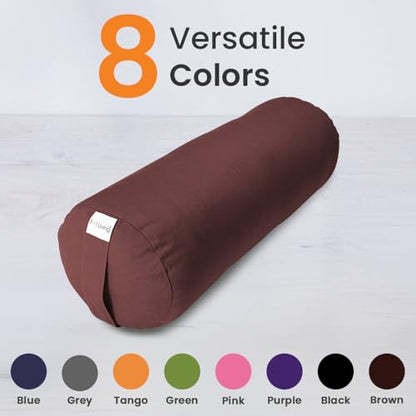 Sol Living Yoga Bolster Pillow for Restorative Yoga, 100% Cotton Meditation Cushion, Extra Firm Support Bolster for Yoga Body Pillow with Removable Washable Cover and Carry Handle