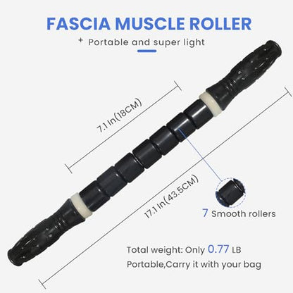 Muscle Roller Stick Ctwctr Massage Roller for Lymphatic Drainage, Cellulite Massager, Leg Massager for Circulation and Pain Relief, Deep Tissue & Trigger Point Massage - color: Black