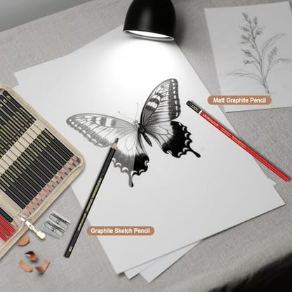 Heshengping, Sketching and Drawing Pencils Set 26pcs, Art Supplies Drawing pencil Kit,Graphite Charcoal Professional Pencils Set, Adults Beginners Artist - style: 26 Pack Sketching Pencils Beige
