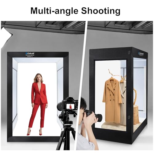 PULUZ Professional Large Photo Light Box Photography Studio, 47x31x78inch Large Lightbox Photo Video Continuous Lighting Softbox Shooting Tent Kit with 2 Colors PVC Backdrops - size: 47*31 Inch