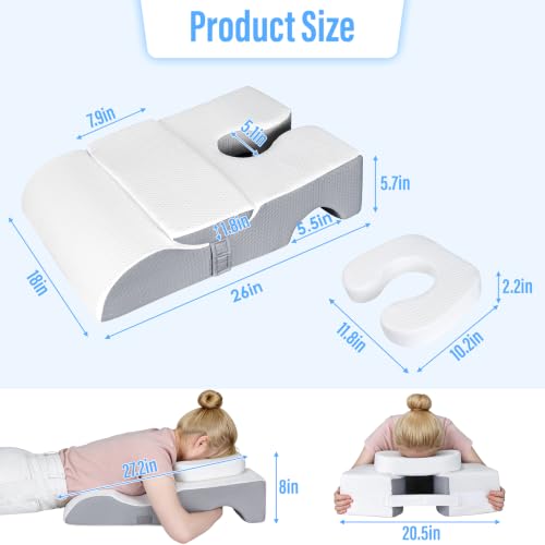 LEBENGURU Face Down Pillow for Eye Surgery Recovery, Memory Foam | Removable washable cover, Prone Massage Pillow for Sleeping & Stomach Sleepers, BBL Pillows for Bed with Non-Slip