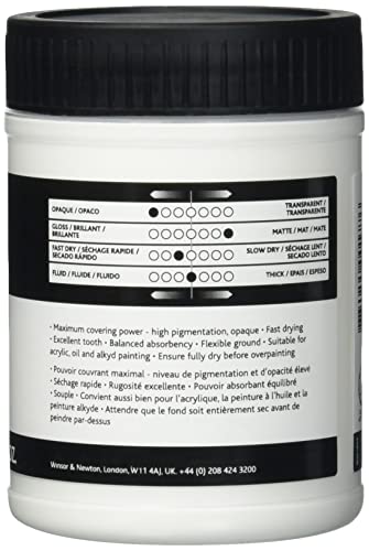Winsor & Newton Professional Acrylic Medium, White Gesso, 225ml | Primes painting surfaces with a bright white ground to improve paint adhesion, coverage, and color vibrancy. - color: White Gesso, style: 225ml (7.6-oz)