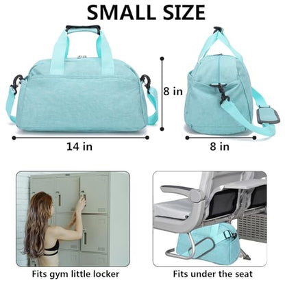 14 inch Small Gym Bag for Women & Men, Mini Duffel Bag for Travel Sports Lightweight Carry On Bag (Light Green) - color: Light Green