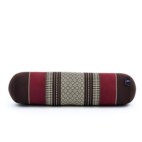 Leewadee Small Yoga Bolster – Shape-Retaining Cervical Neck Roll, Tube Pillow for Comfortable Reading, Kapok Filling, 22 x 6 x 6 inches - color: Sf19 - Red, Brown