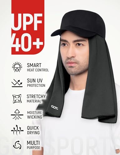 Instant Cooling Towel Neck & Face - Sweat Rag Neck Wraps Gym Workout | 40x12 Inch, Evaporative Cooling, Wet Wring Snap Activation, Lightweight, UPF 40+, Outdoor Adventures - color: Black, size: Single Pack