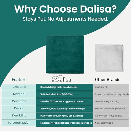 Dalisa Bench Hood Gym Towel, 100% Turkish Cotton, Non-Slip, Dark Green - color: Dark Green