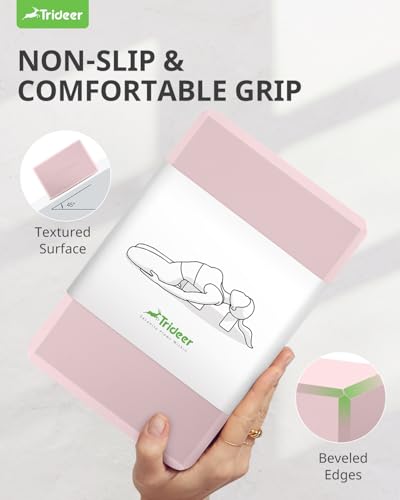 Trideer Yoga Blocks 2 Pack, Soft Non-Slip Foam Blocks with Beveled Edges for Alignment and Stretching in Yoga, Pilates, and Dance - Supportive, Lightweight, Odor Resistant, Latex-Free - color: Cherry Blossom-2 Pack
