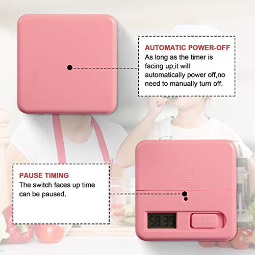 Weewooday Cube Timer, Gravity Sensor Flip Timer for ADHD, Pink - color: Pink