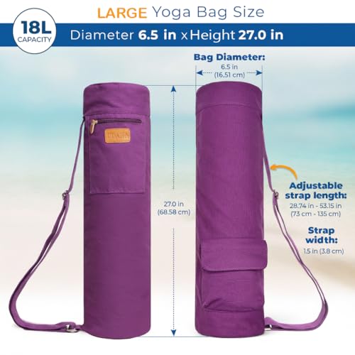 UDANA Canvas Yoga Mat Bag for Women & Men, Full-Zip Carrier with 3 Pockets & Adjustable Strap, Stylish Gym & Pilates Bag – Available in Multiple Sizes