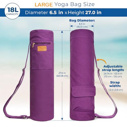 UDANA Canvas Yoga Mat Bag for Women & Men, Full-Zip Carrier with 3 Pockets & Adjustable Strap, Stylish Gym & Pilates Bag – Available in Multiple Sizes