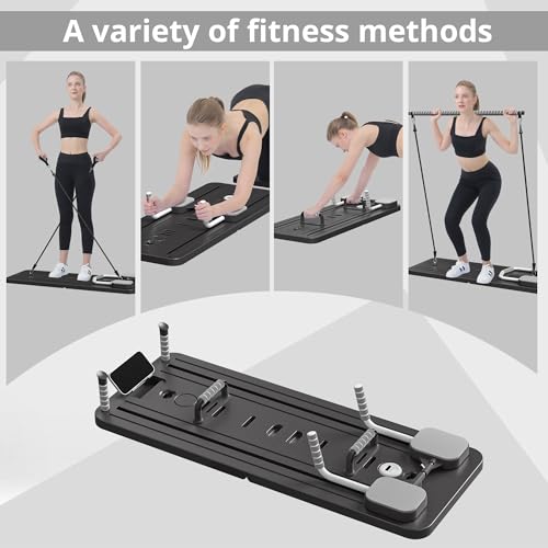 JANUA Pilates Board - Pilates Reformer Set, Multi-Purpose Foldable Pilates Reformer Board for Home, 5 in 1 Pilates Sliding Board - color: Black