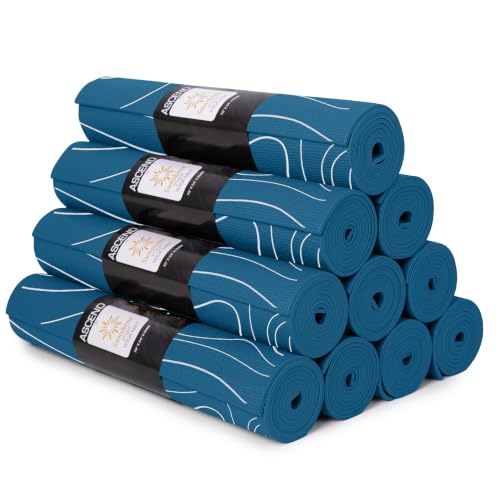 Ascend 6mm Thick Yoga Mat, 4 Pack, 72x24in - color: Ocean Tide - Printed, size: 10 Pack