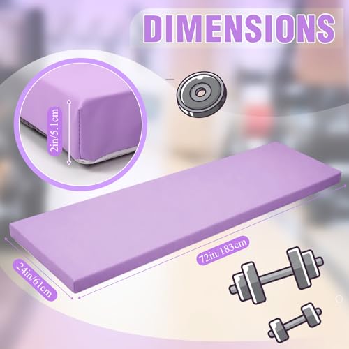 Lyrow 2 Inch Thick Yoga Mat 72x24 with Carry Strap Foam - color: Lavender Purple