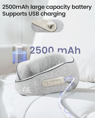 CILI Cordless Neck Massager Pillow with Heat, Shiatsu Neck Massager for Pain Relief Deep Tissue,Heated Massage Pillow for Travel,3 Adjustable Intensity, Gifts for Women Men