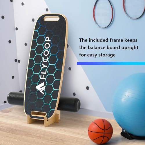 Balance Board for Adult with Adjustable Stoppers: 3 Modes Wobble Board with Roller Exercise Balancing Stability Trainer for Improve Balance Non Slip Surface - size: with stand